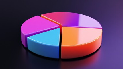 Poster - Colorful Pie Chart on Dark Background for Data Visualization
