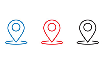 Wall Mural - route location icon. two pins, blue pin, red pointer and dashed line as concept of travel map naviga