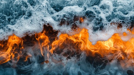 Fototapete - Powerful Contrast of Fire and Water in Abstract Natural Scene