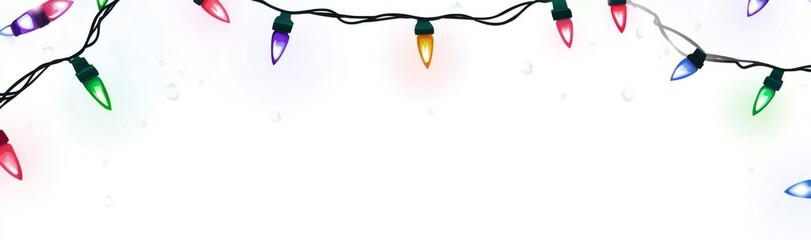 Sticker - Festive Christmas garland of colorful light bulbs on a white background.