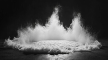 Fototapete - Ethereal White Clouds Creating Abstract Crown Shape in Darkness