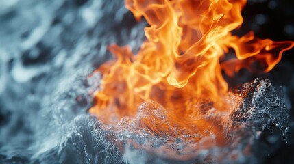 Aufkleber - Fire and Water Combine in Dynamic Natural Element Interaction