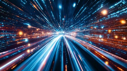 Aufkleber - Vibrant Light Trails Creating a Sense of Motion in Digital Space