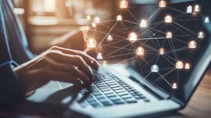 Poster - Digital Networking Concept with Human Connections and Technology