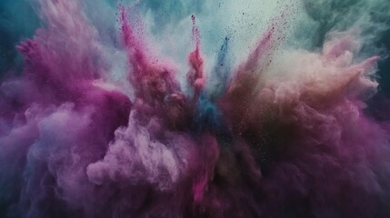 Poster - Vibrant Color Explosion in Cloud of Powdery Dusty Particles