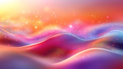 Fototapete - Colorful Abstract Waves with Sparkles and Soft Gradient Background