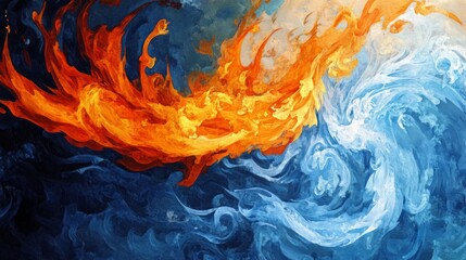 Poster - Dynamic Abstract Flames and Waves Representing Elemental Forces
