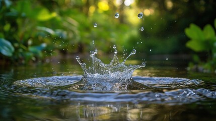 Sticker - Water Droplet Impact on a Pond Surface