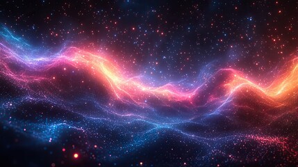 Wall Mural - an abstract wave background with dots and lines in blue, purple, and red colors is designed for a di