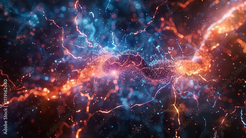 Big data technology and data science illustration. Data flow concept. Querying, analysing, visualizing complex information