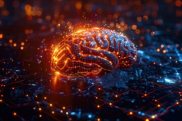 Wall Mural - conceptual image of a human brain with algorithmic patterns and equations forming neural pathways, b