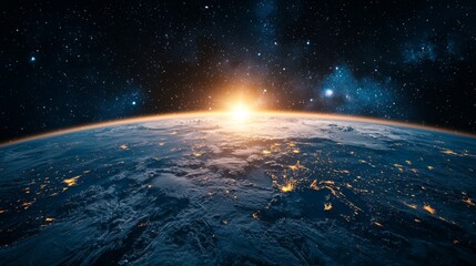 Wall Mural - stunning earthrise sunrise space exploration planet earth galaxy view