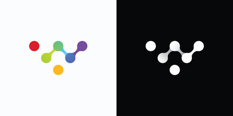 Letter W and N point connection logo design