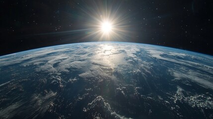Wall Mural - stunning earthrise sunrise planet earth from space high resolution image