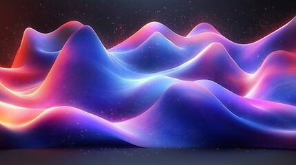 Wall Mural - abstract glowing neon waves, dynamic light, vibrant colors, digital art, futuristic landscape.