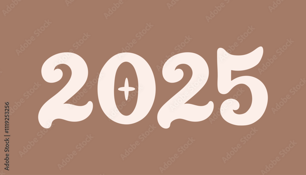 2025 lettering color of the year Pantone Mocha Mousse. New year 2025 ...