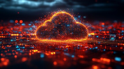 Wall Mural - glowing cloud digital data network concept.