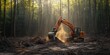 © Rasim - Freshly cut trees for a residential construction site, showcasing the backhoe clearing forest and emphasizing land clearing activities for new development projects. Freshly cut trees play a crucial