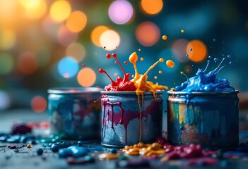 Wall Mural - colored splashes in abstract shape, isolated on white background