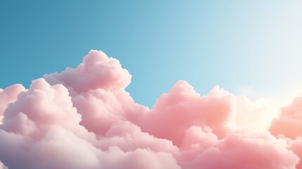 Wall Mural - soft pink clouds float gracefully in a bright blue sky during a serene morning