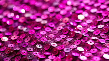 Poster - A vibrant close-up of shimmering pink sequins, creating a sparkling texture that enhances visual appeal and adds a touch of glamour.