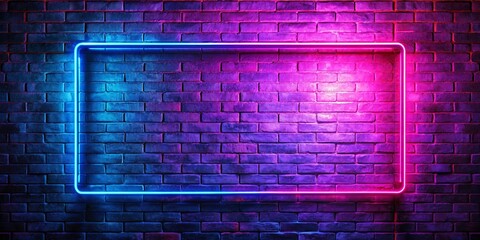 Wall Mural - vibrant neon frame illuminates a brick wall background