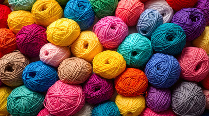 Multicolored balls of wool