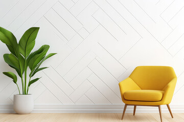 Wall Mural - Minimalist living room design featuring contemporary furniture, stylish decor, and patterned wall for a sophisticated ambiance.