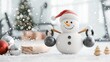 © HadK - Festive christmas workout snowman at the gym in a dynamic holiday fitness environment