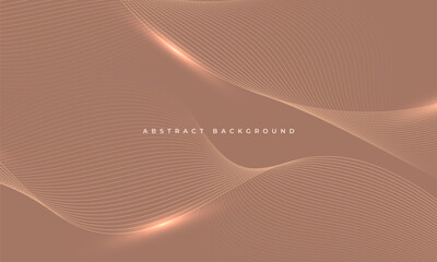 Aufkleber - Mocha mousse color of the year 2025 abstract vector background with glowing brown wavy lines.