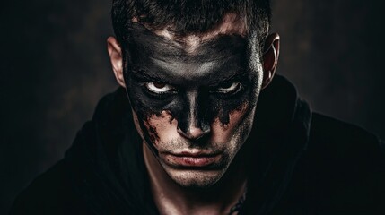 Wall Mural - portrait of a man with disturbing make-up