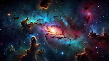 Wall Mural - colorful space galaxy cloud nebula. stary night cosmos backgroud