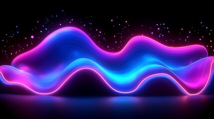 Wall Mural - abstract neon waves glowing in dark background.