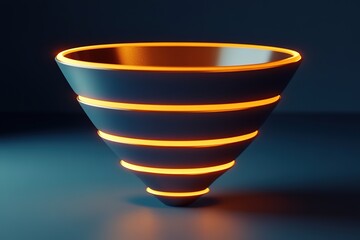 Wall Mural - glowing neon lines on bowl with dark background