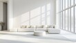 © Alpa - Minimalist living room with comfortable white sofa and white walls in the apartment