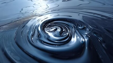 Wall Mural - Close-up of swirling blue liquid, creating mesmerizing patterns and reflections.