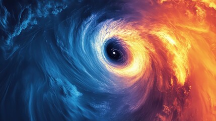 Wall Mural - Illustrative diagram of a hurricane's structure, showing the eye and surrounding winds.