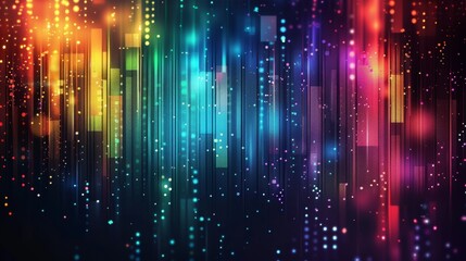 Wall Mural - Colorful Abstract Background with Light Streaks and Glowing Particles