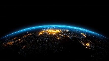 a blue and yellow planet with a dark background