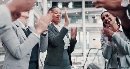 Poster - Business, applause and people with high five celebration for corporate case success and law firm achievement. Lawyer, collaboration and excited for legal representation in lawsuit or civil mitigation