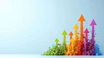 Leinwandbilder - Growth trends in business analytics office graphic design minimalist style dynamic view