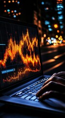 Leinwandbilder - Analyzing stock market trends financial data analysis urban environment night view