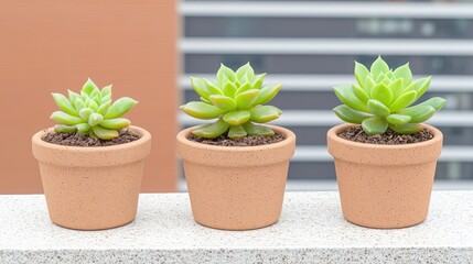 Aufkleber - Succulent plants arrangement on a windowsill in urban setting bright natural light