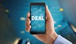 © TransPicHub - A hand holding a smartphone displaying a deal offer.