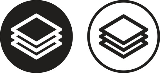 Layers icon set in two styles isolated on white background . Three Layer icon . Vector illustration