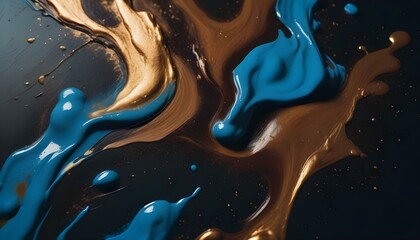 Wall Mural - a black background with a splash of vibrant azure blue paint creating an artistic feel create with a