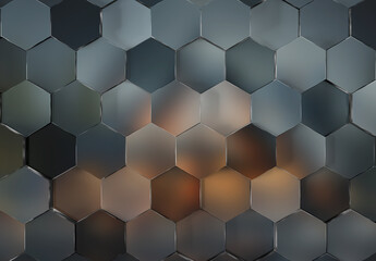 Leinwandbilder - Grey and gradient glossy hexagons background pattern. Abstract hexagonal texture. 3D rendering
