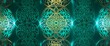 © RobinsonIcious - A wallpaper showcasing an Islamic geometric pattern in vibrant gold and turquoise hues framed by soft shadows