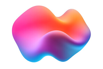 Poster - Abstract colorful gradient blob shape with a smooth and fluid form, blending vibrant hues of pink, blue, and orange, creating a modern and creative 3D look. Isolated on transparent background, png.