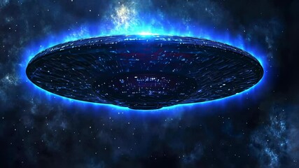 Wall Mural - majestic alien spaceship hovering gracefully in the depths of space